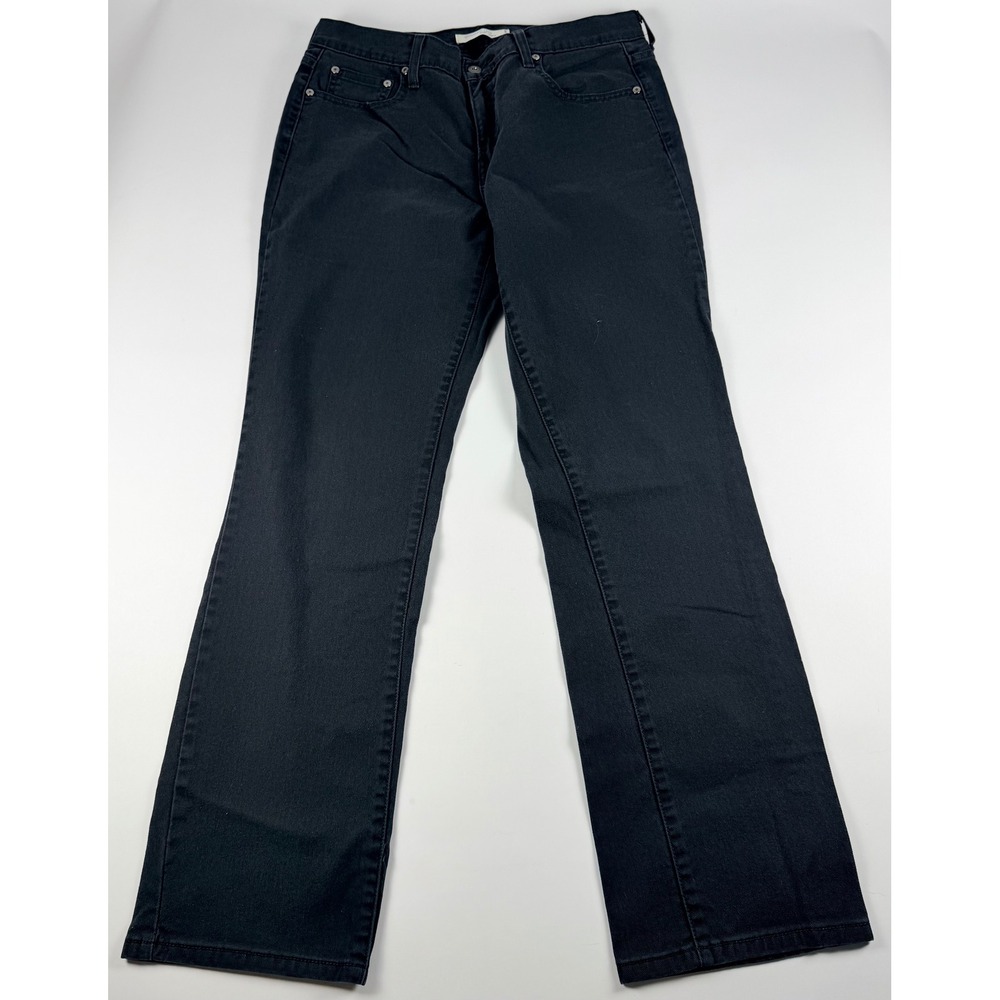 Levis 505 Straight Leg Jeans Women's 12 Medium Black Denim Stretch